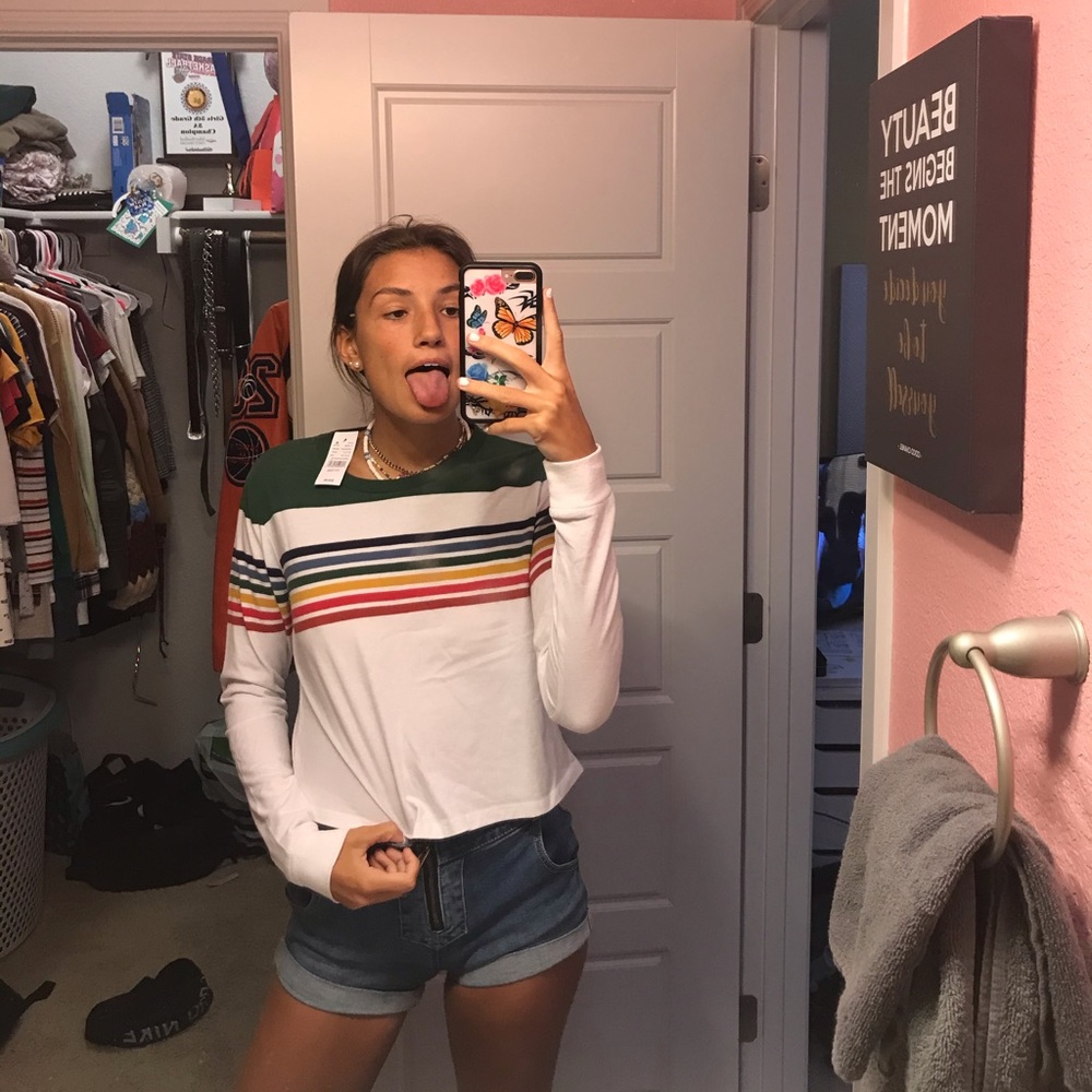Rainbow striped long sleeve shirt